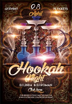 Hookah Night psd flyer template
